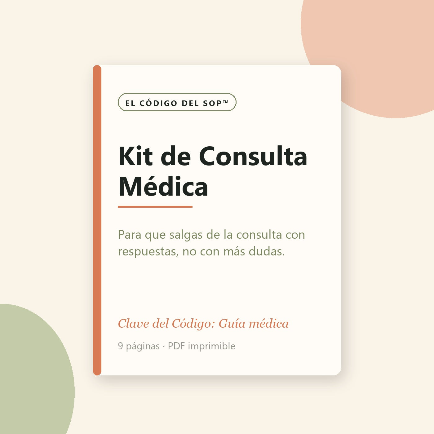 Kit de Consulta Médica: guía imprimible de 9 páginas para preparar tu cita médica por SOP