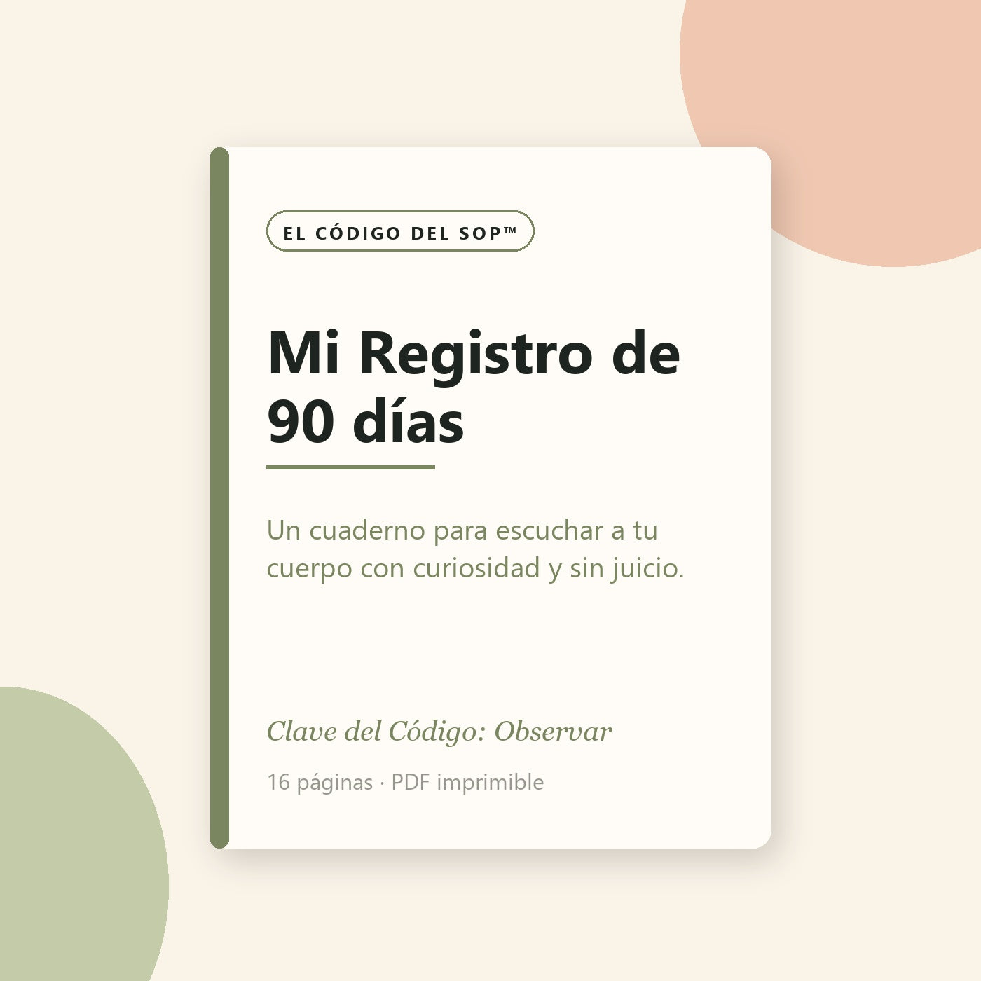 Mi Registro de 90 días: cuaderno imprimible de seguimiento de ciclo y síntomas para el SOP, 16 páginas